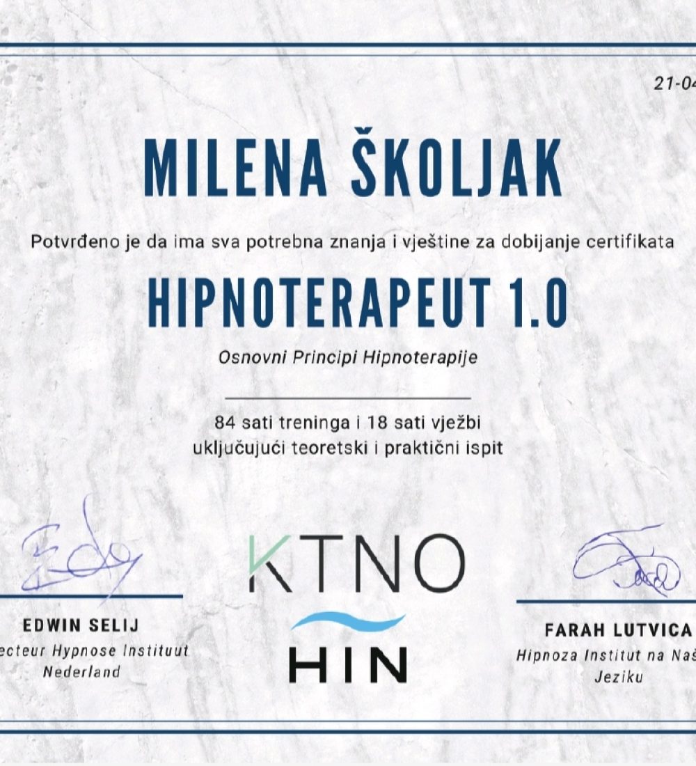 Hipnoterapija sertifikat